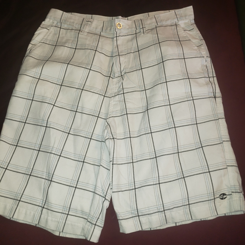SPLIT PLAID SHORTS 34